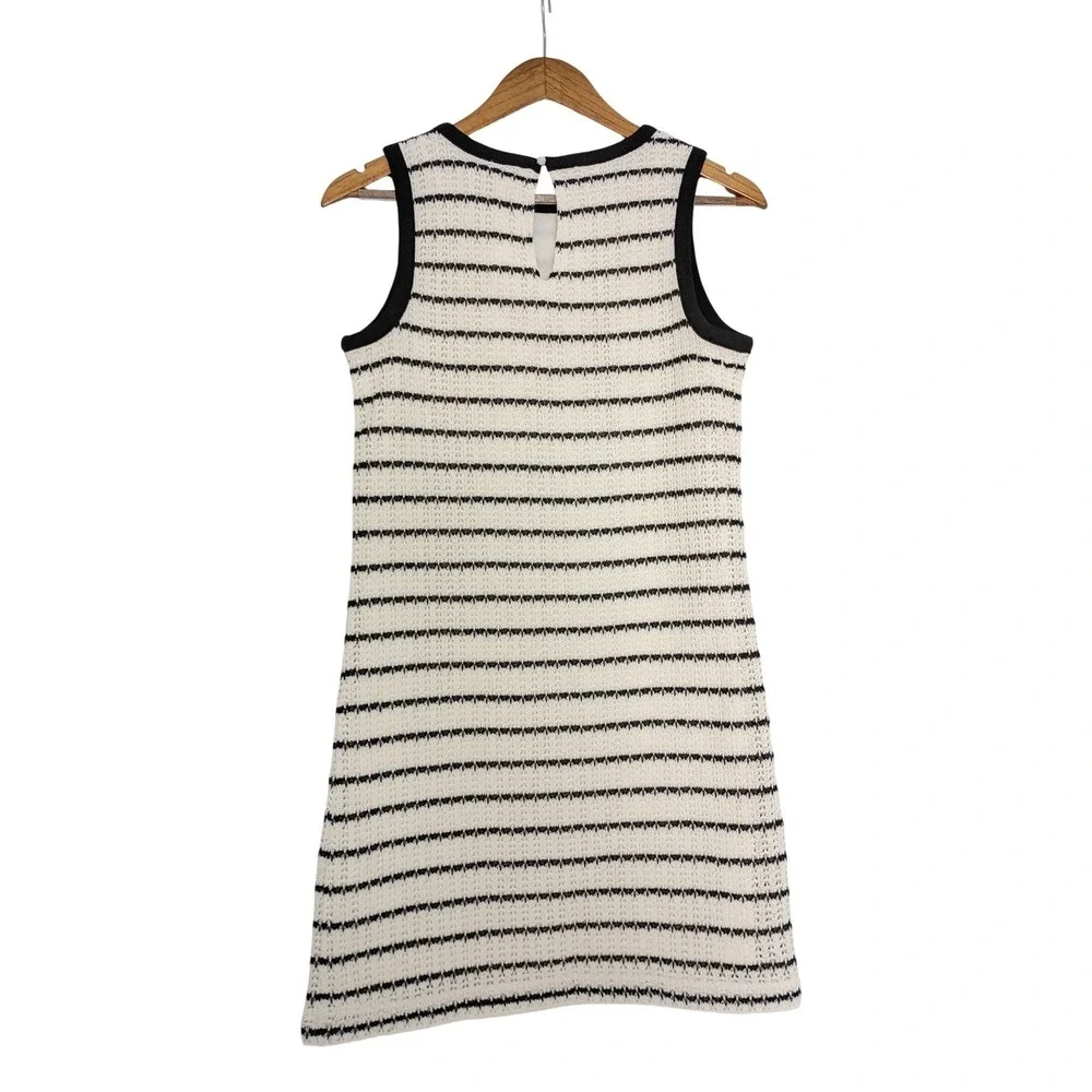 J.CREW NWT Striped Knit Textured‎ Sleeveless SHIFT DRESS Cream Black 33